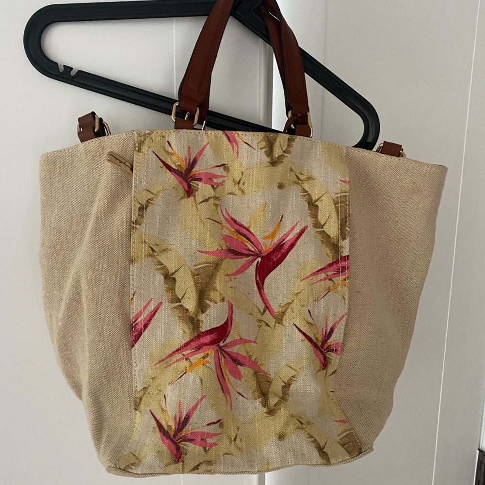 Floral Beige Tote Bag